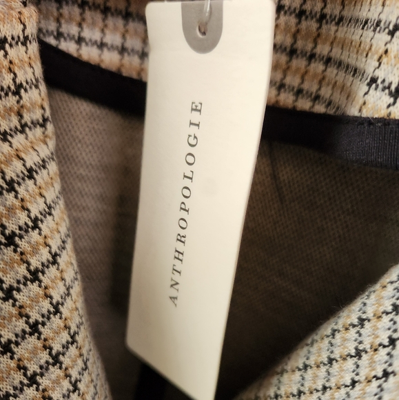 Maeve Anthropologie Women's Collegiate Knit Blazer Brown Tan Plaid XL NWT - Picture 4 of 12